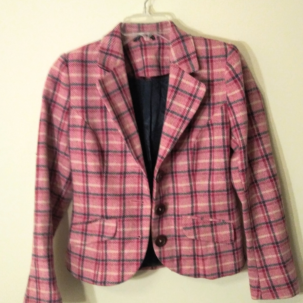 Boden Pink Plaid Blazer